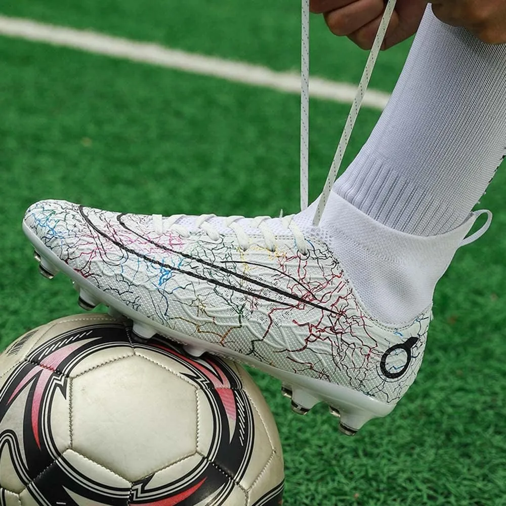 HESBITEUL Mens Athletic Outdoor Indoor Comfortable Soccer Shoes Boys Football Student Cleats Sneaker Shoes High Gripping Power