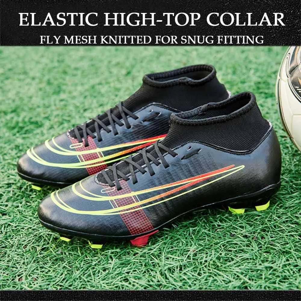 HESBITEUL Mens Athletic Outdoor Indoor Comfortable Soccer Shoes Boys Football Student Cleats Sneaker Shoes High Gripping Power