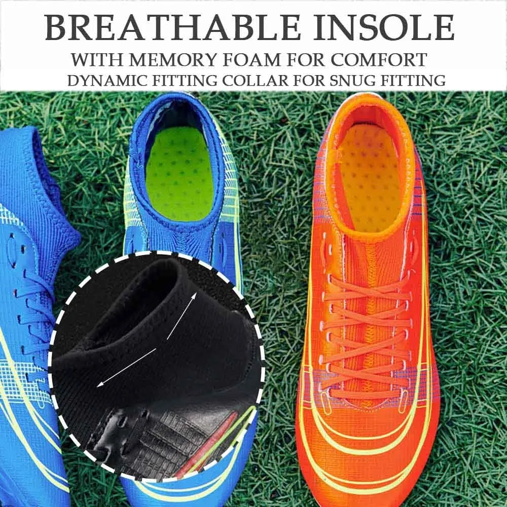 HESBITEUL Mens Athletic Outdoor Indoor Comfortable Soccer Shoes Boys Football Student Cleats Sneaker Shoes High Gripping Power