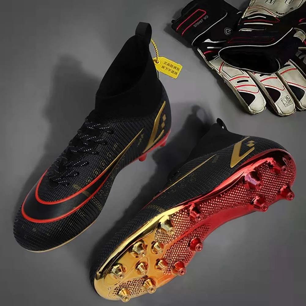HESBITEUL Mens Athletic Outdoor Indoor Comfortable Soccer Shoes Boys Football Student Cleats Sneaker Shoes High Gripping Power