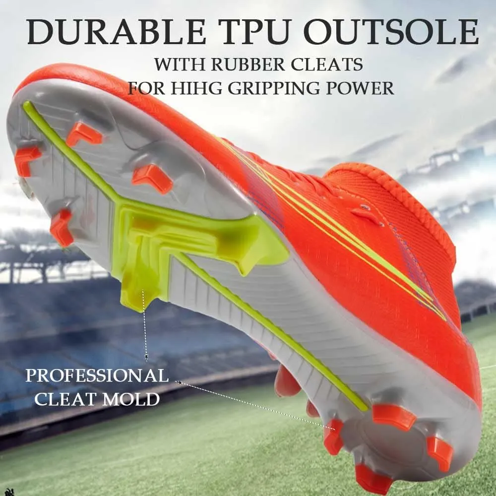 HESBITEUL Mens Athletic Outdoor Indoor Comfortable Soccer Shoes Boys Football Student Cleats Sneaker Shoes High Gripping Power