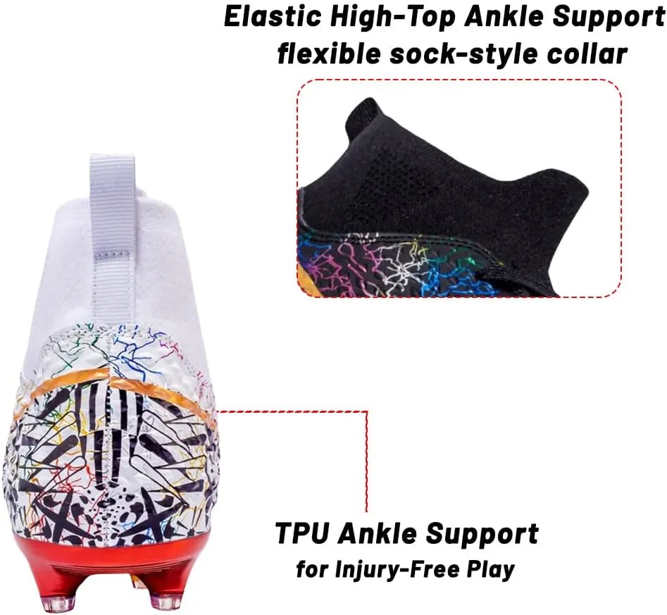 HESBITEUL Mens Athletic Outdoor Indoor Comfortable Soccer Shoes Boys Football Student Cleats Sneaker Shoes High Gripping Power