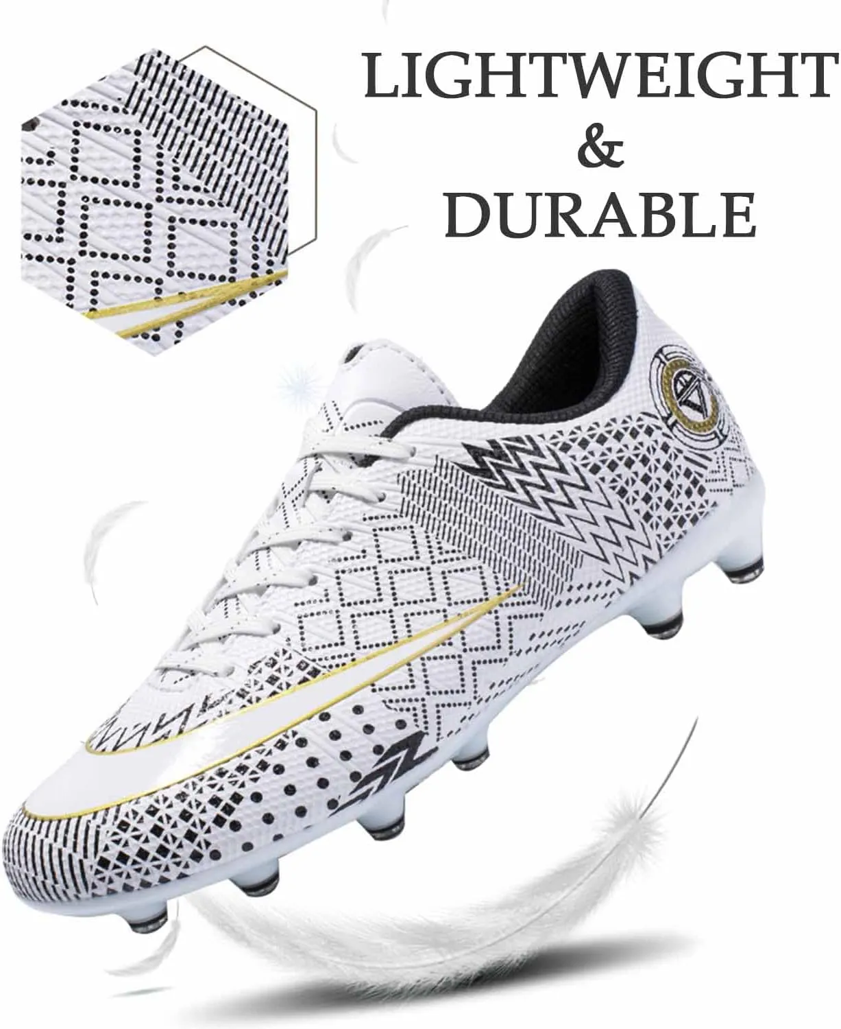 HESBITEUL Mens Athletic Outdoor Indoor Comfortable Soccer Shoes Boys Football Student Cleats Sneaker Shoes High Gripping Power