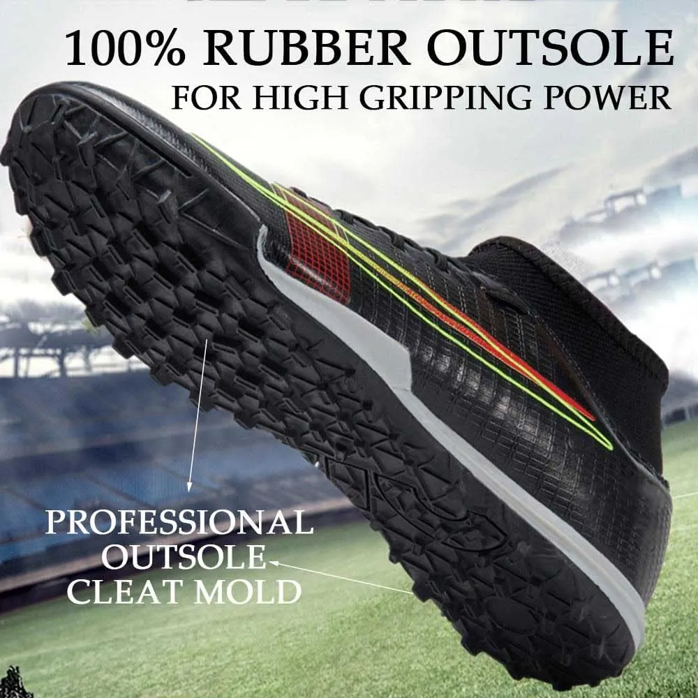 HESBITEUL Mens Athletic Outdoor Indoor Comfortable Soccer Shoes Boys Football Student Cleats Sneaker Shoes High Gripping Power