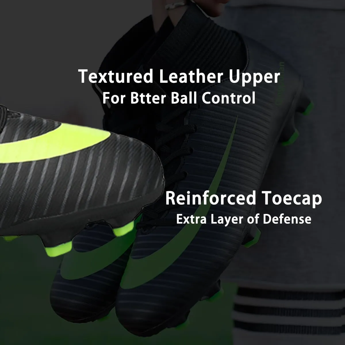 HESBITEUL Soccer Cleats Firm Ground: Lightweight FG Football Shoes