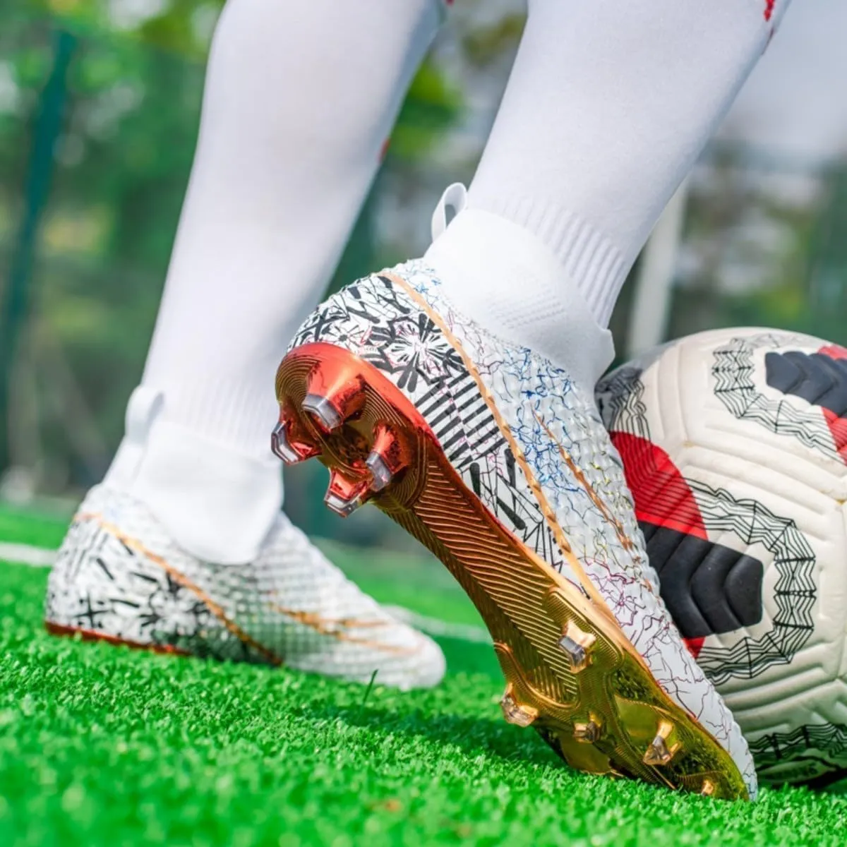 HESBITEUL Soccer Cleats Outdoor for Boys Training: High Top Football Cleats for Firm Ground