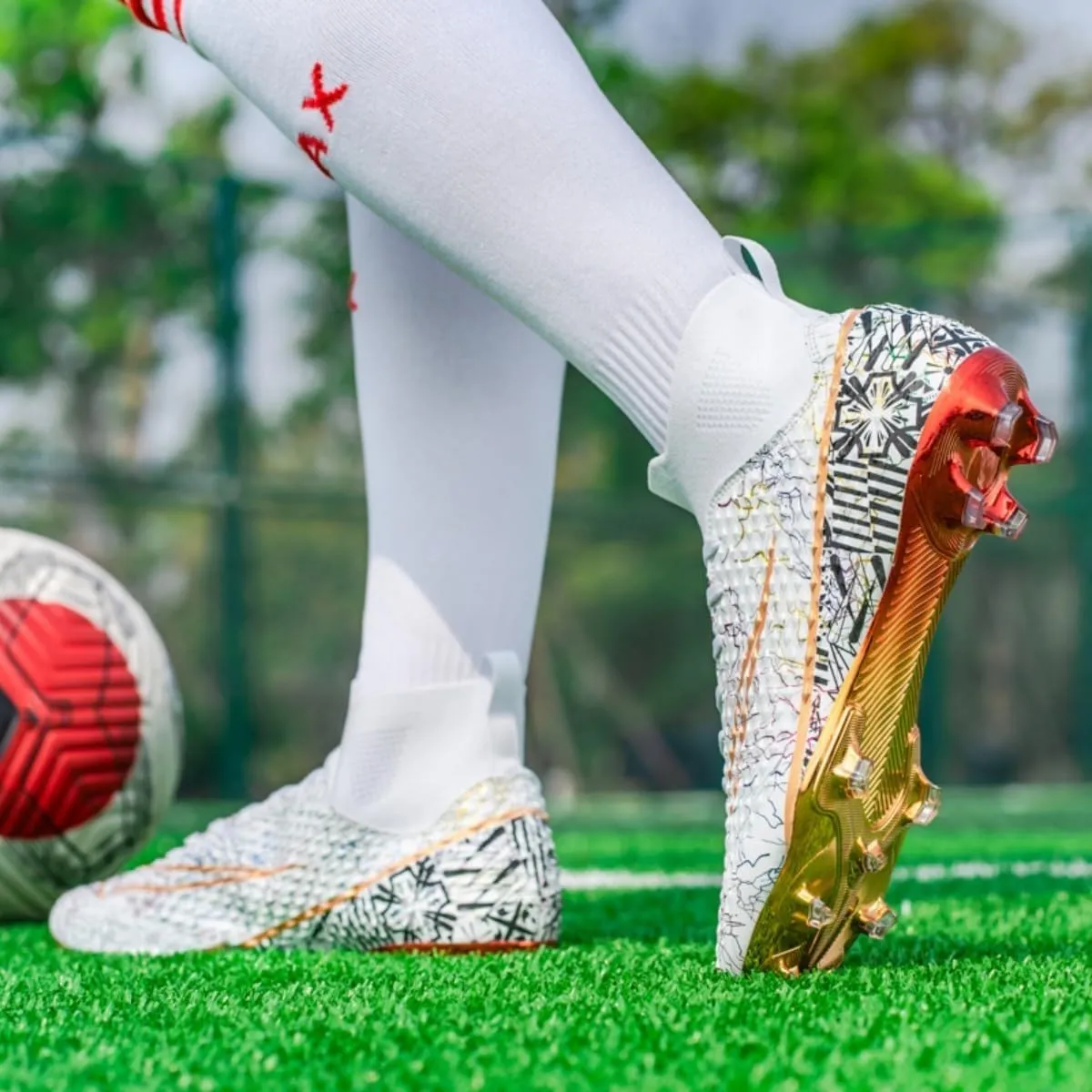 HESBITEUL Soccer Cleats Outdoor for Boys Training: High Top Football Cleats for Firm Ground