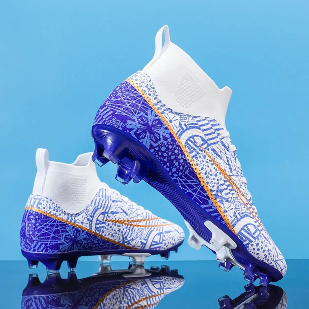 HESBITEUL Soccer Cleats Outdoor for Boys Training: High Top Football Cleats for Firm Ground