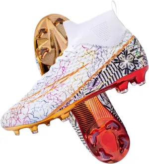 HESBITEUL Soccer Cleats Outdoor for Boys Training: High Top Football Cleats for Firm Ground