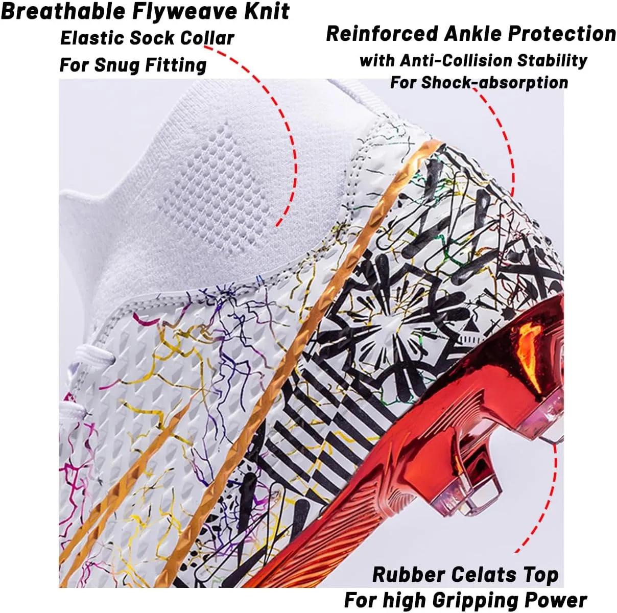 HESBITEUL Soccer Cleats Outdoor for Boys Training: High Top Football Cleats for Firm Ground