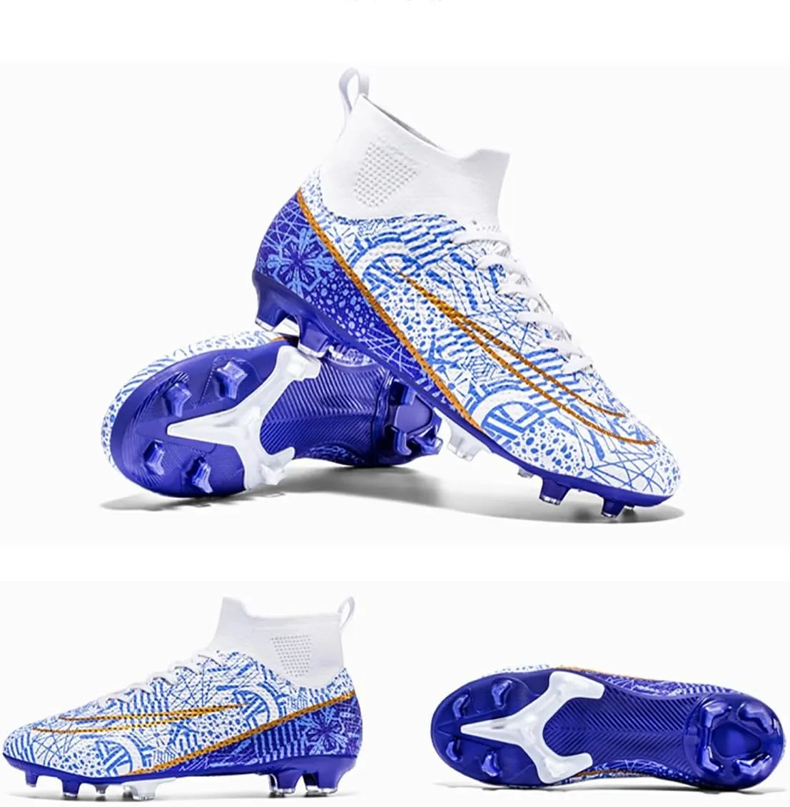 HESBITEUL Soccer Cleats Outdoor for Boys Training: High Top Football Cleats for Firm Ground