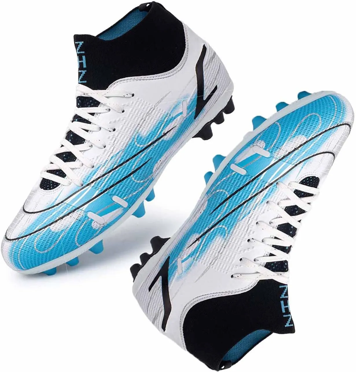 HESBITEUL Unisex's AG Cleats Training Athletic Non-Slip Long Studs High Top Football Soccer Shoes for Youth