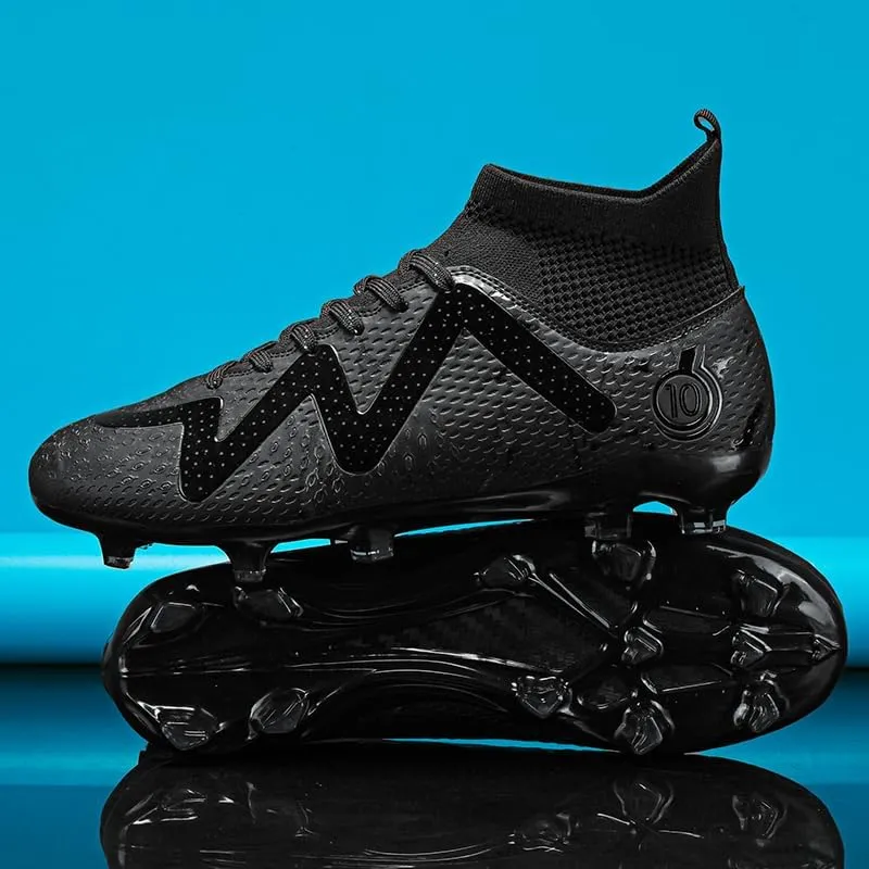 High-top Large Size Ground Men's Soccer Spikes Professional Soccer Shoes Long Spikes Non-Slip Wider Training Outdoor Sports Shoes