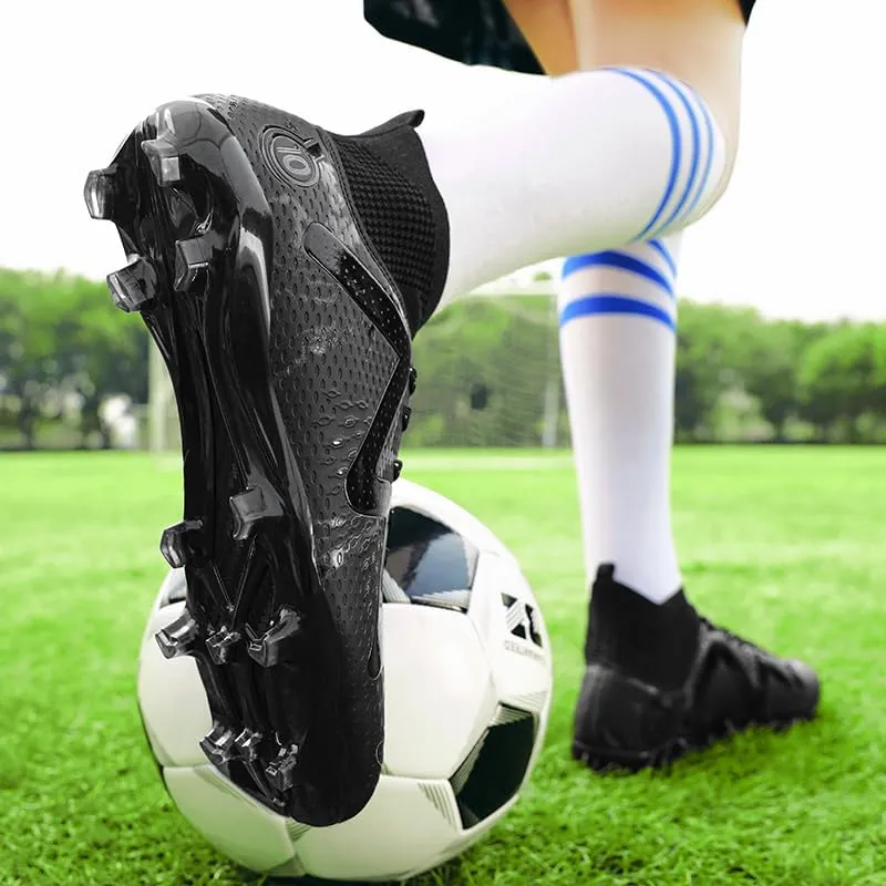 High-top Large Size Ground Men's Soccer Spikes Professional Soccer Shoes Long Spikes Non-Slip Wider Training Outdoor Sports Shoes