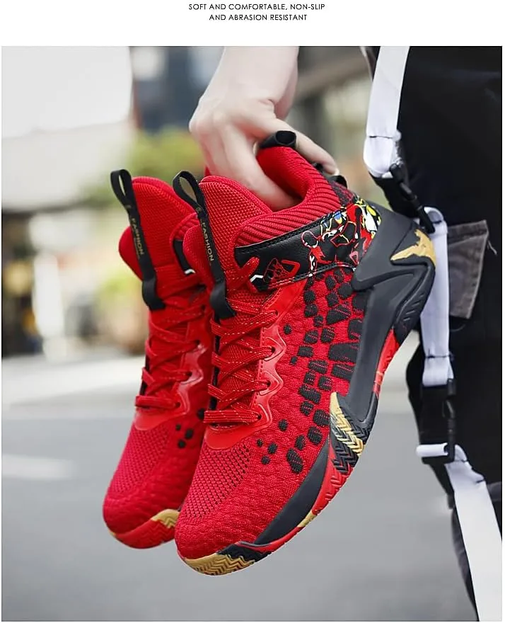 High Top Lightweight Large Size Sports Boots Student Training Flying Weaving Men's Basketball Shoes