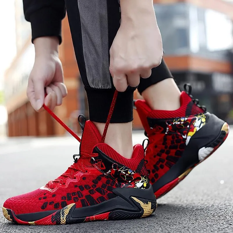 High Top Lightweight Large Size Sports Boots Student Training Flying Weaving Men's Basketball Shoes