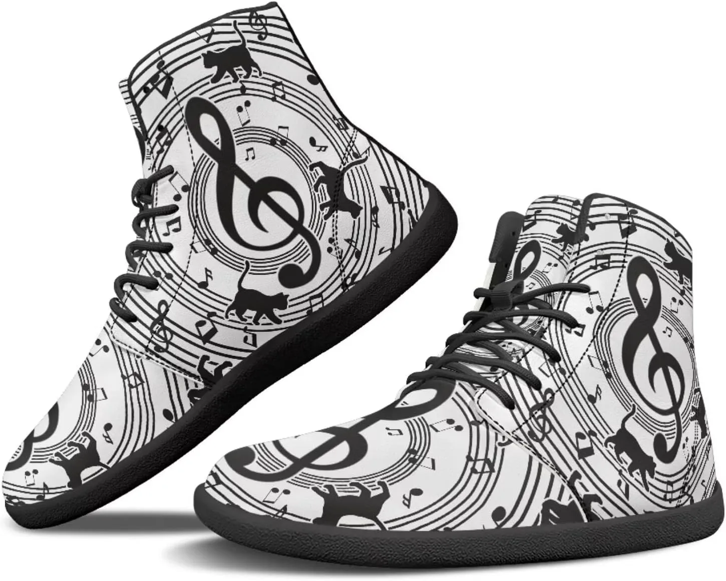 Howilath Art Music Note Print Barefoot Shoes Men Wide Toe Minimalist Shoes Zero Drop Sneaker High Top Sneakers