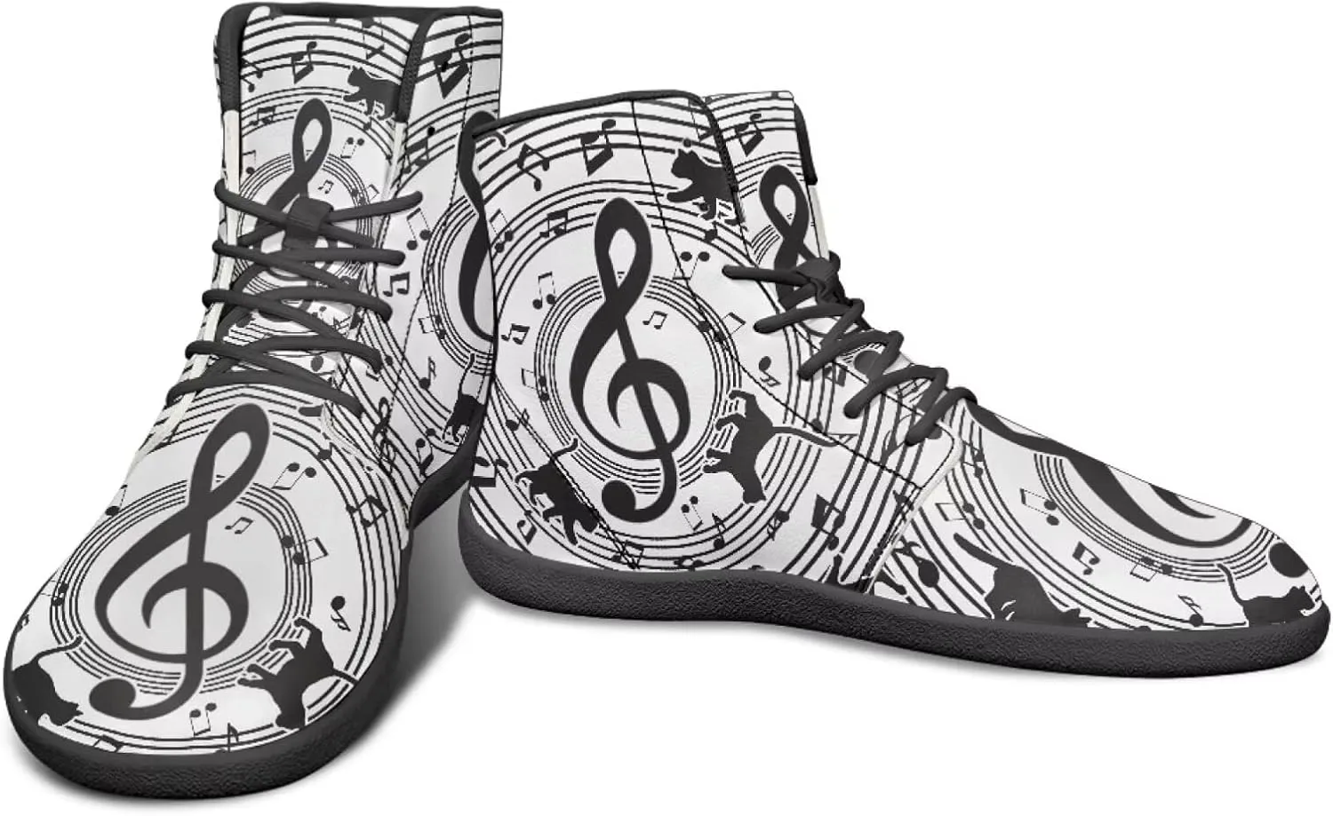 Howilath Art Music Note Print Barefoot Shoes Men Wide Toe Minimalist Shoes Zero Drop Sneaker High Top Sneakers