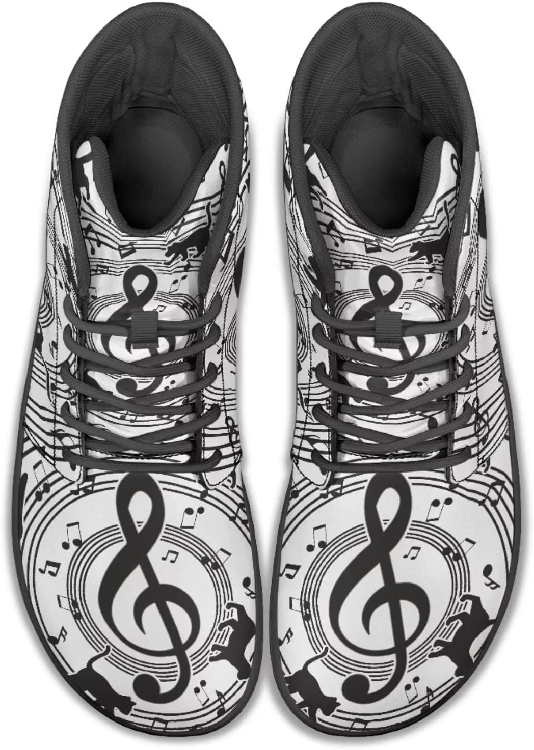 Howilath Art Music Note Print Barefoot Shoes Men Wide Toe Minimalist Shoes Zero Drop Sneaker High Top Sneakers