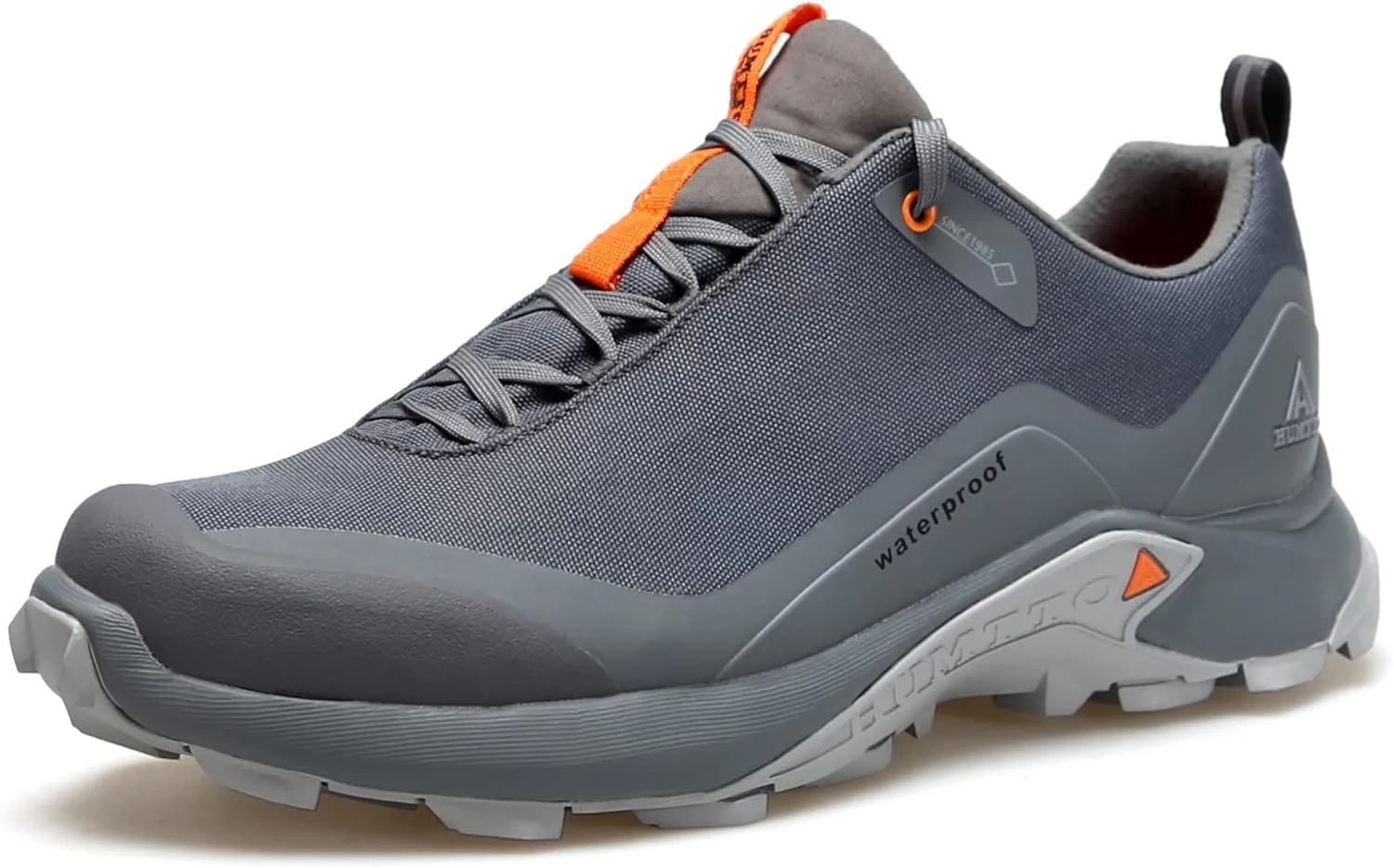 HUMTTO Men's All-Terrain Waterproof Hiking Shoes Lightweight Breathable Trekking Trails Shoes Anti Slip Outdoor Shoes 8.5 Grey