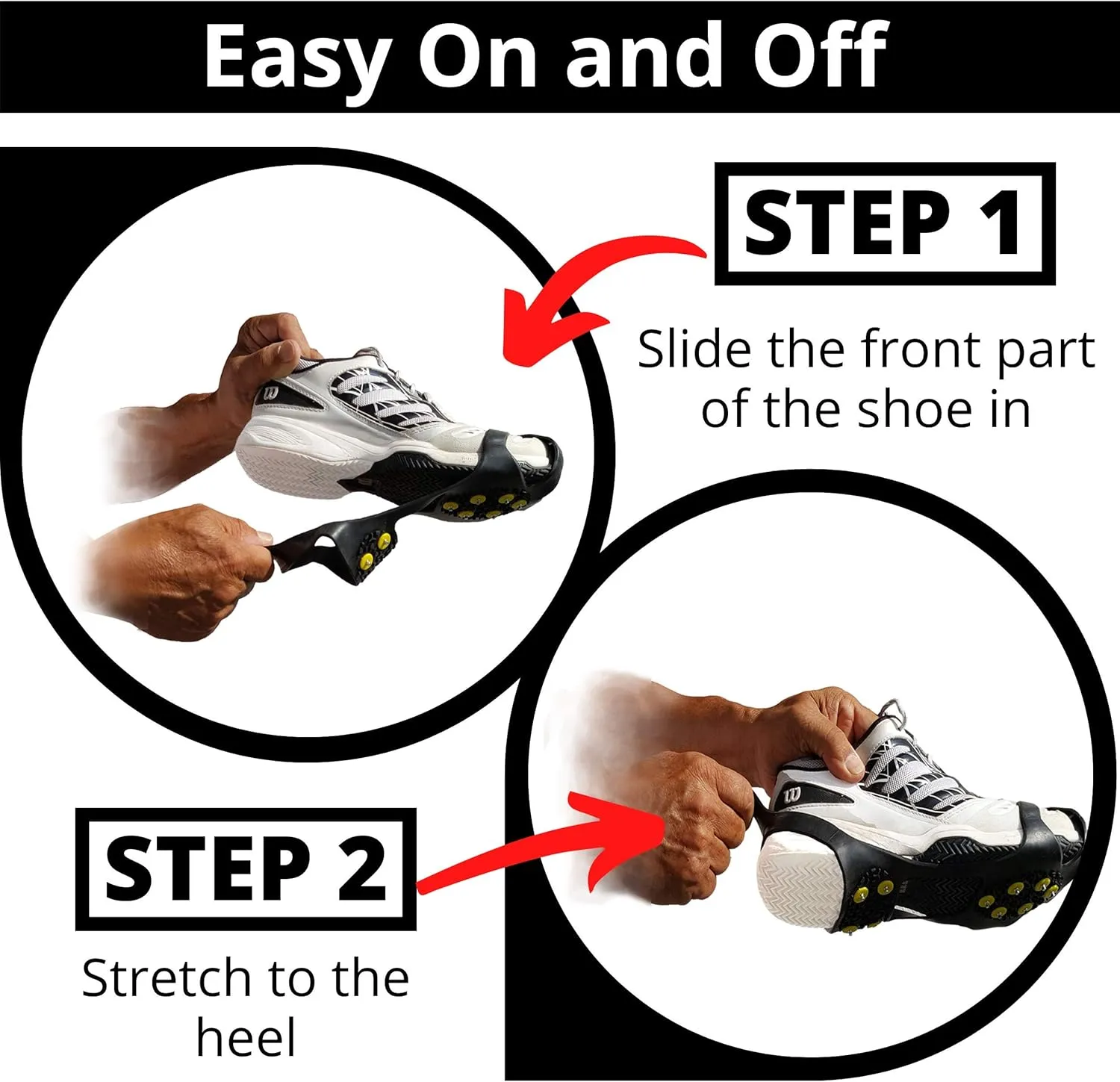 Ice Snow Traction Cleats - Lightweight Crampon Cleats for Walking on Snow & Ice - Anti Slip Grippers Fasten Quickly & Easily Over Footwear - Protable Grips for Shoes and Boots