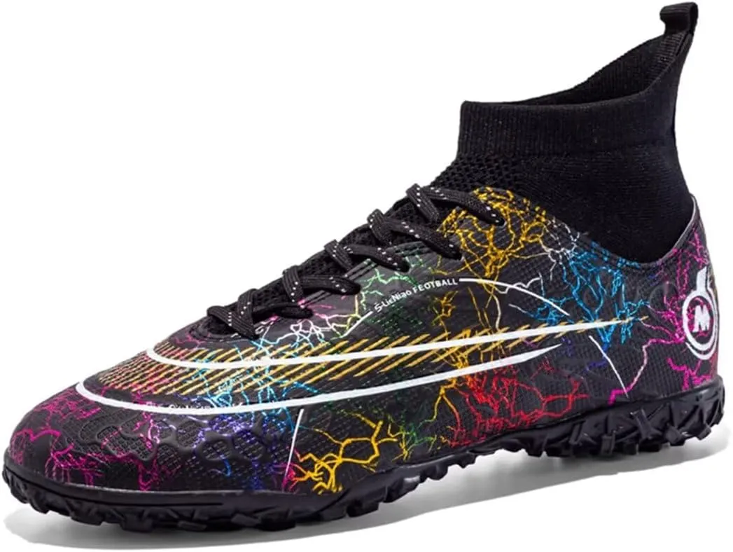 Indoor Soccer Shoes Mens Soccer Cleats Womens Football Boots Youth High-Top Turf Soccer Shoes for Big Boys Girls