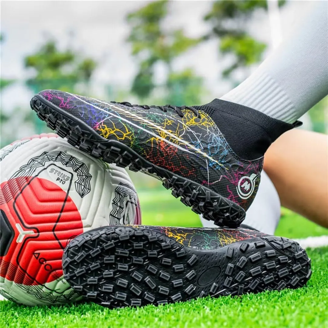Indoor Soccer Shoes Mens Soccer Cleats Womens Football Boots Youth High-Top Turf Soccer Shoes for Big Boys Girls