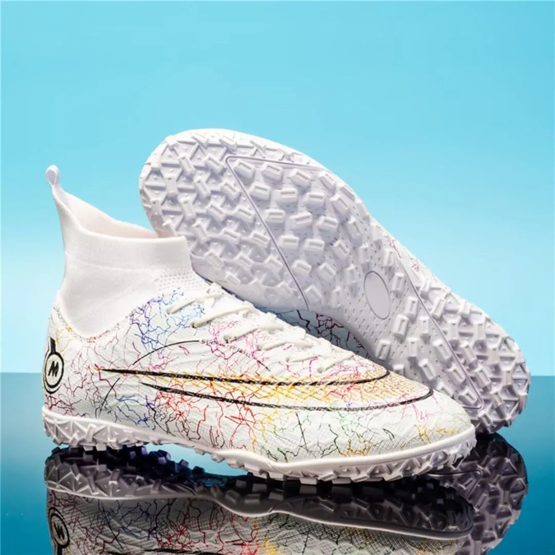 Indoor Soccer Shoes Mens Soccer Cleats Womens Football Boots Youth High-Top Turf Soccer Shoes for Big Boys Girls