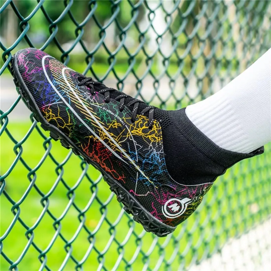 Indoor Soccer Shoes Mens Soccer Cleats Womens Football Boots Youth High-Top Turf Soccer Shoes for Big Boys Girls