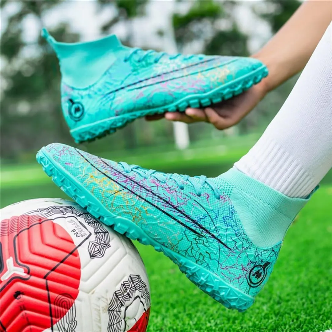 Indoor Soccer Shoes Mens Soccer Cleats Womens Football Boots Youth High-Top Turf Soccer Shoes for Big Boys Girls