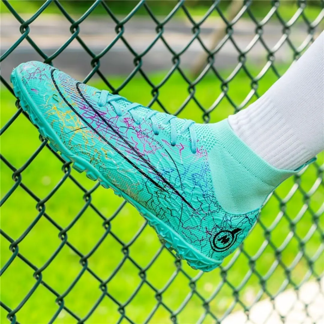 Indoor Soccer Shoes Mens Soccer Cleats Womens Football Boots Youth High-Top Turf Soccer Shoes for Big Boys Girls