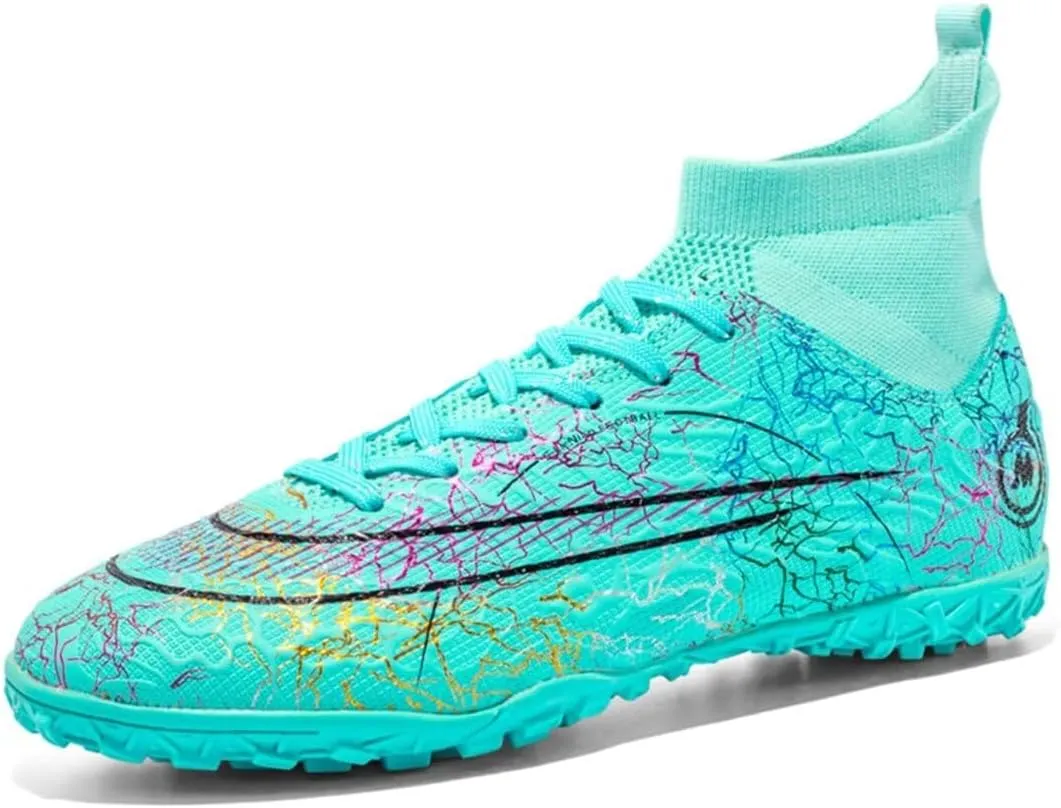 Indoor Soccer Shoes Mens Soccer Cleats Womens Football Boots Youth High-Top Turf Soccer Shoes for Big Boys Girls