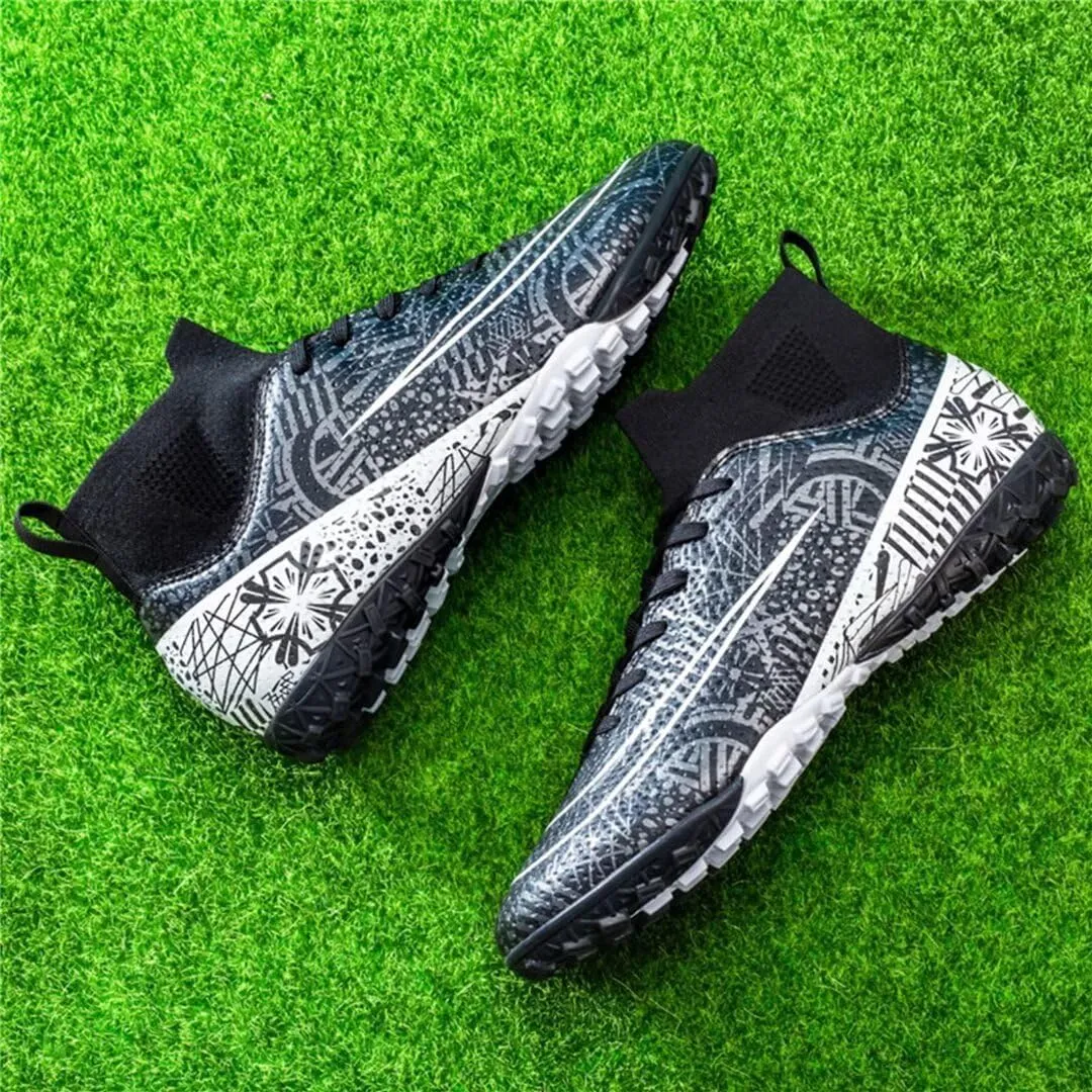 Indoor Soccer Shoes Mens Soccer Cleats Womens Football Boots Youth High-Top Turf Soccer Shoes for Big Boys Girls