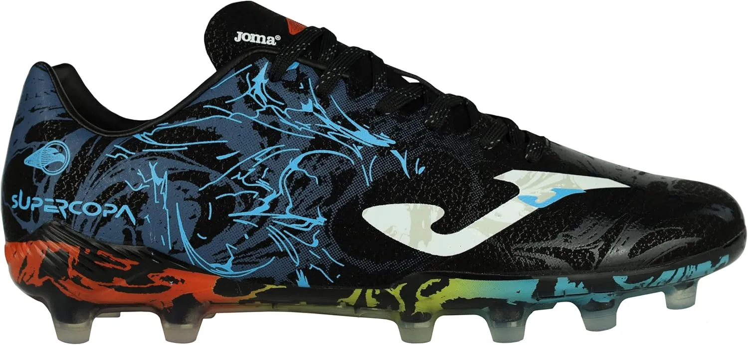 Joma Soccer Cleats Supercopa FG, 6.5-11 US – Precision Control for Firm Ground, Lightweight Microfiber Blanco Marino Royal Azul Negro Verde
