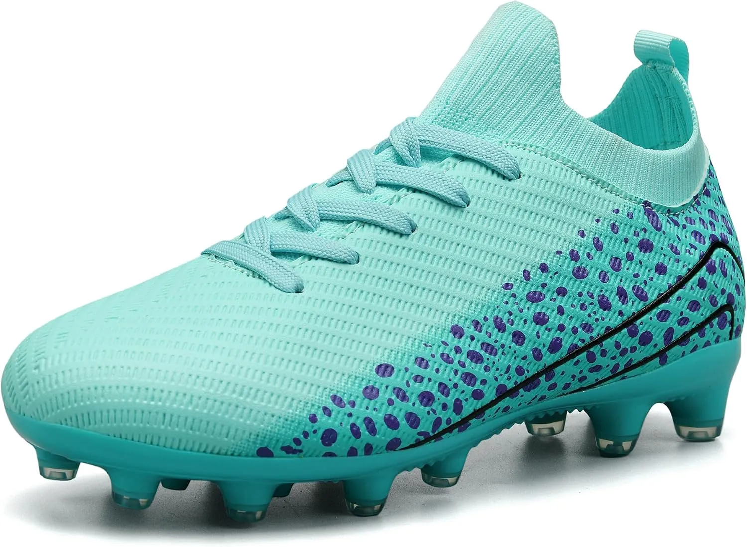 Kids Soccer Cleats for Boys and Girls Youth Mid-top Football Shoes Outdoor Athletic Turf Soccer Shoes Mint Green