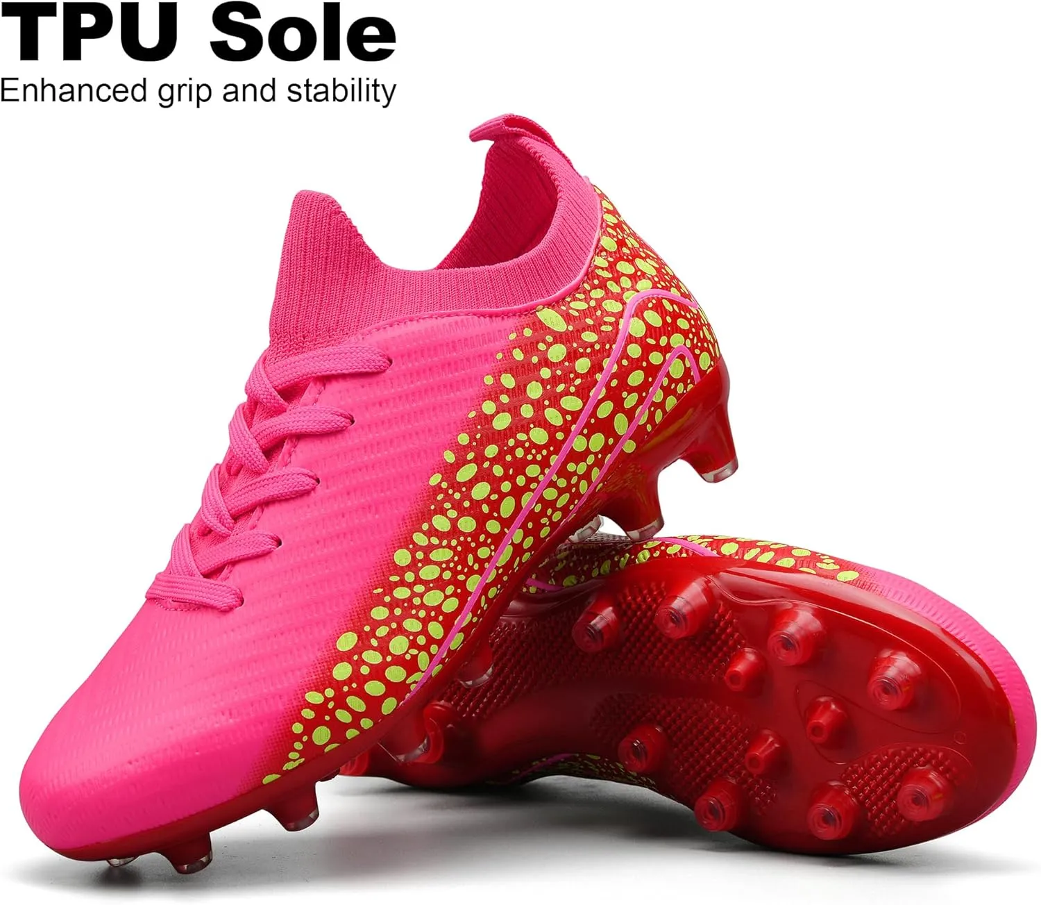 Kids Soccer Cleats for Boys and Girls Youth Mid-top Football Shoes Outdoor Athletic Turf Soccer Shoes