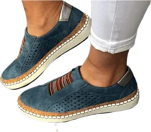 Ladmiple Loafers For Women Comfort Wide Width Women's Canvas Shoes Low Cut Slip On Sneaker Casual Walking Shoes Dressy Summer Comfortable Fashion Platform Flats Loafers