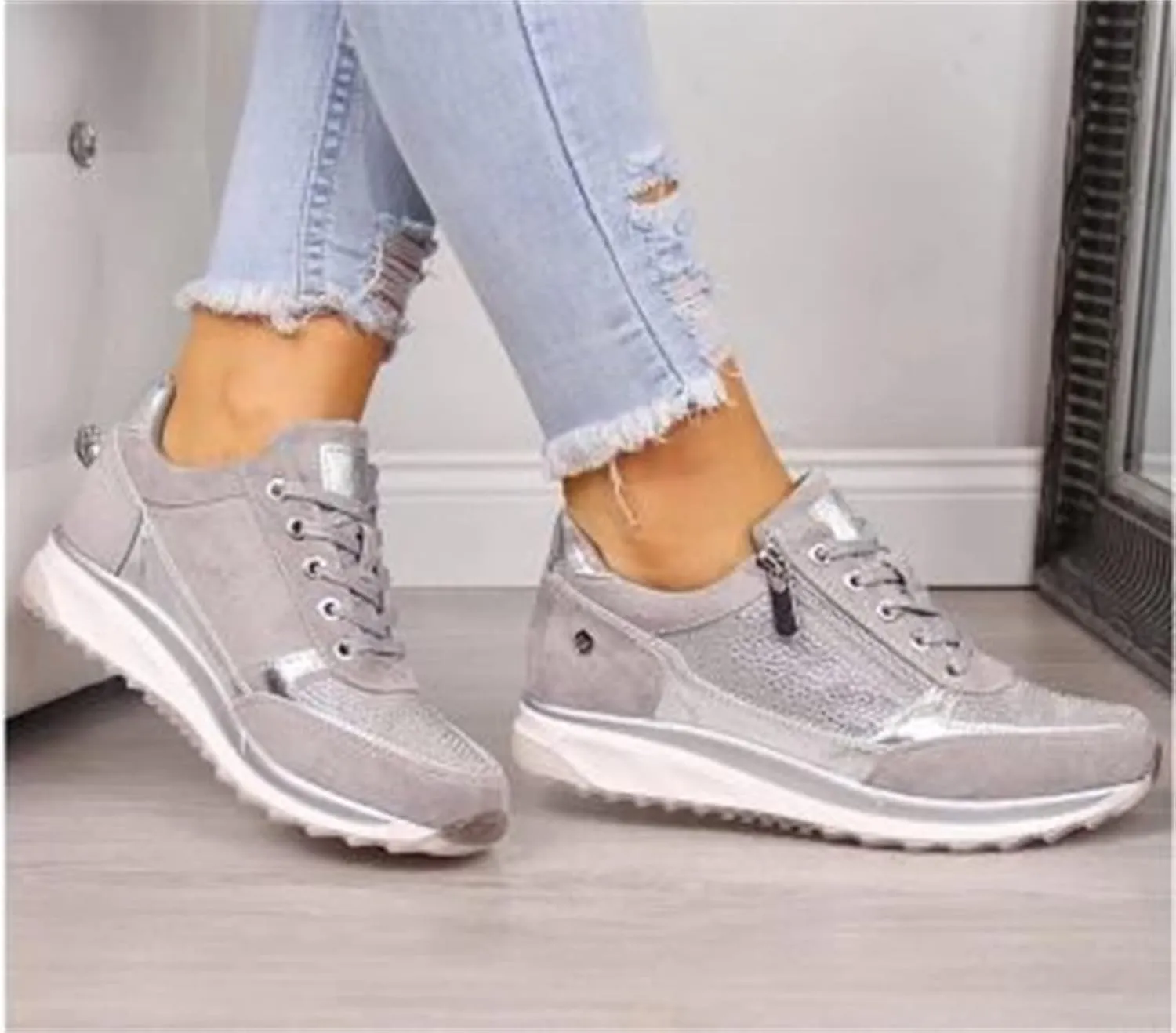 Ladmiple Shoes For Women Sneakers Trendy Canvas Shoes Casual Slip On Fashion Walking Shoes Dressy Summer Flats Loafers