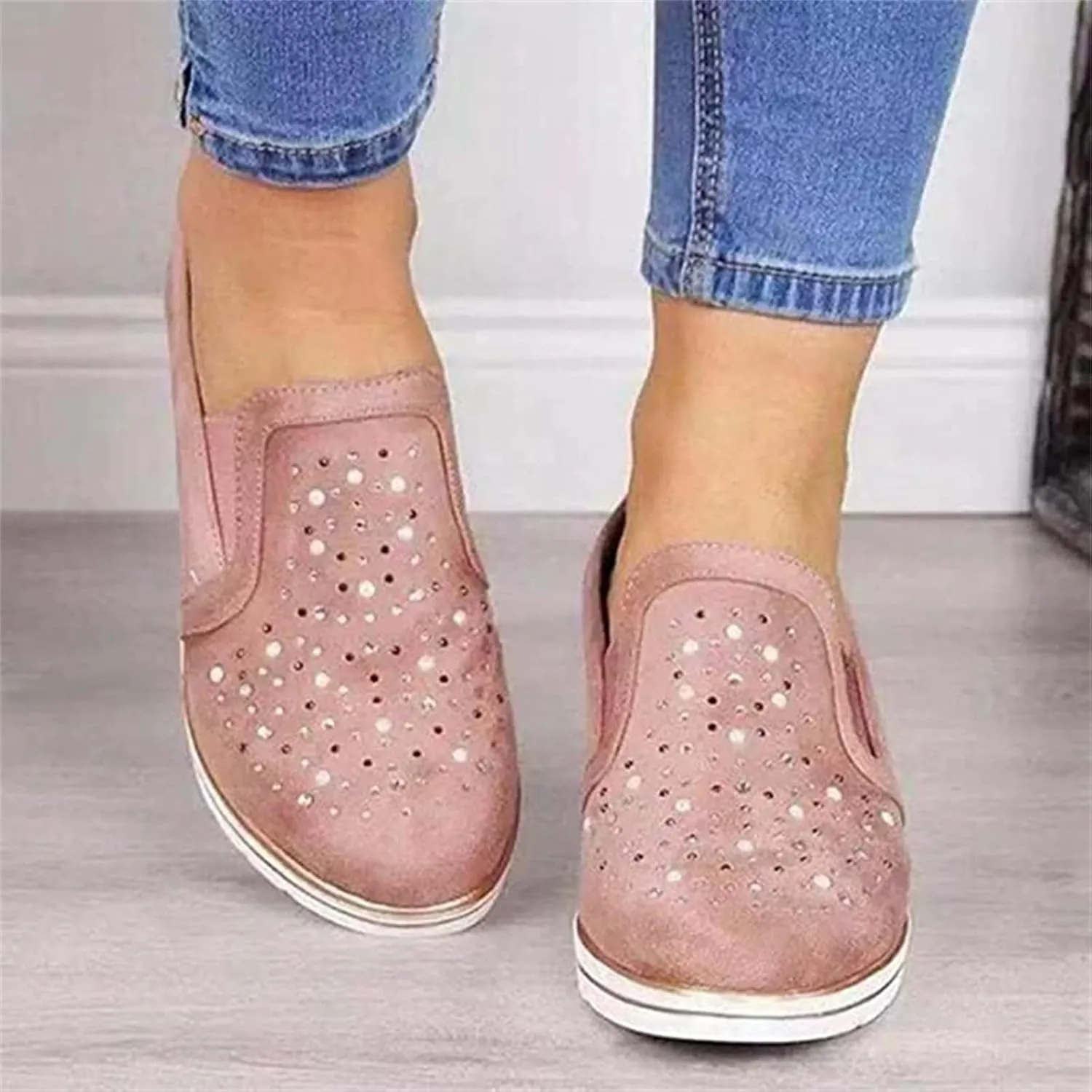 Ladmiple Shoes For Women Sneakers Trendy Slip On Canvas Shoes Fashion Comfort Dressy Casual Summer Walking Flats Loafers