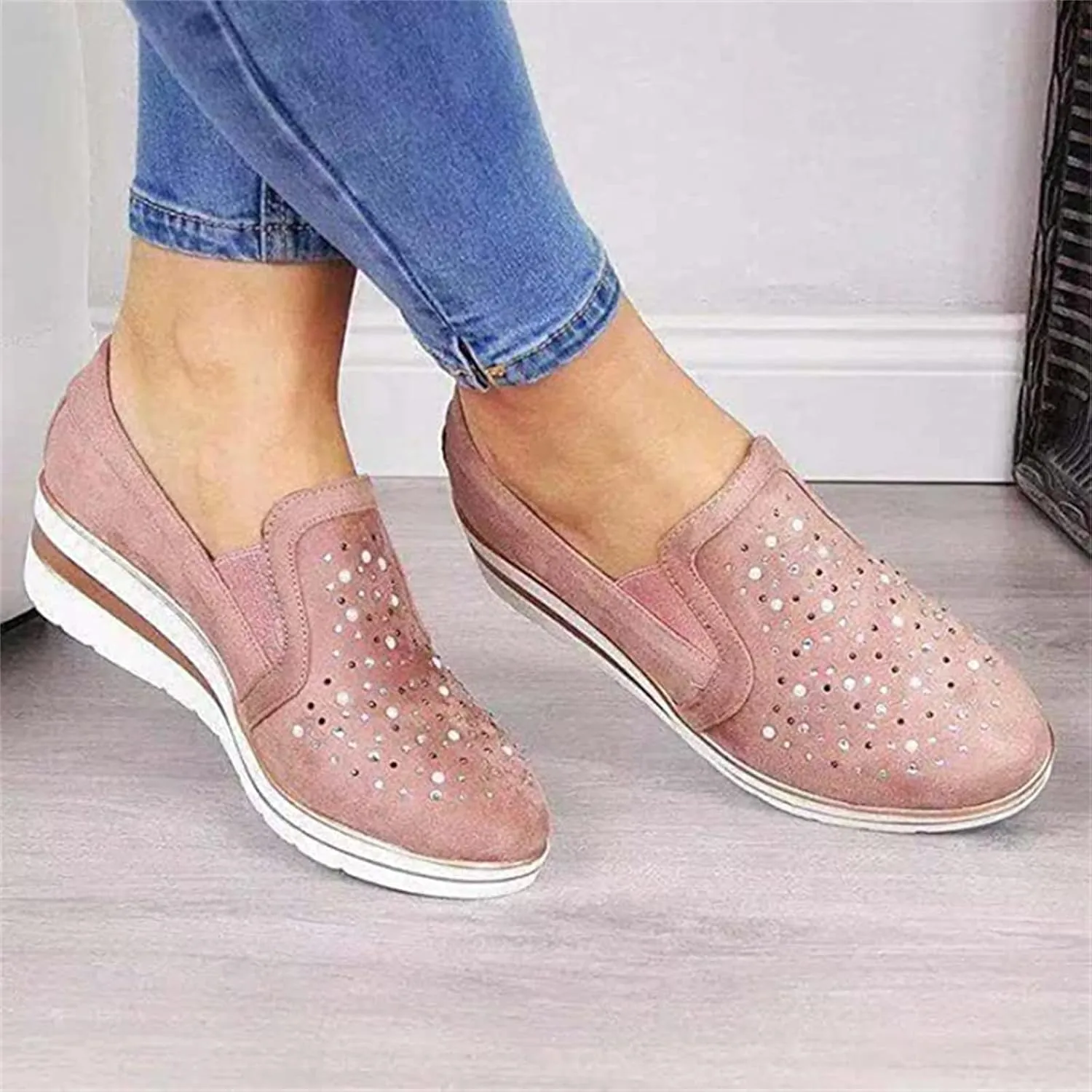 Ladmiple Shoes For Women Sneakers Trendy Slip On Canvas Shoes Fashion Comfort Dressy Casual Summer Walking Flats Loafers