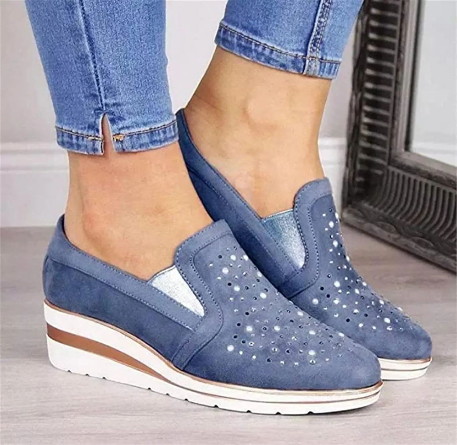 Ladmiple Shoes For Women Sneakers Trendy Slip On Canvas Shoes Fashion Comfort Dressy Casual Summer Walking Flats Loafers