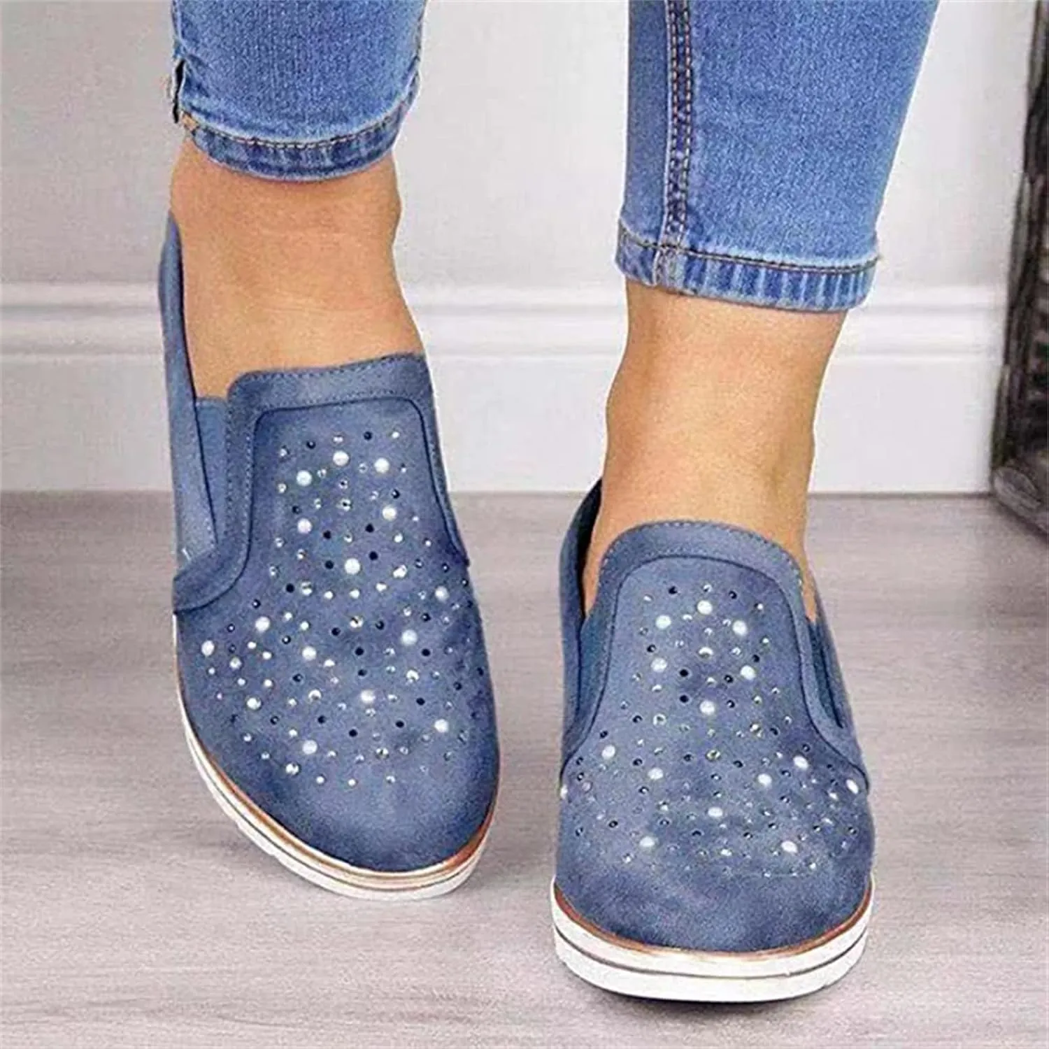 Ladmiple Shoes For Women Sneakers Trendy Slip On Canvas Shoes Fashion Comfort Dressy Casual Summer Walking Flats Loafers