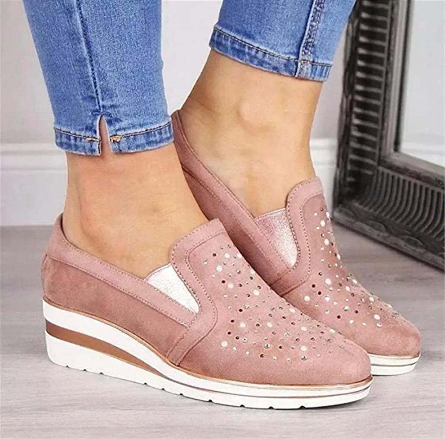 Ladmiple Shoes For Women Sneakers Trendy Slip On Canvas Shoes Fashion Comfort Dressy Casual Summer Walking Flats Loafers