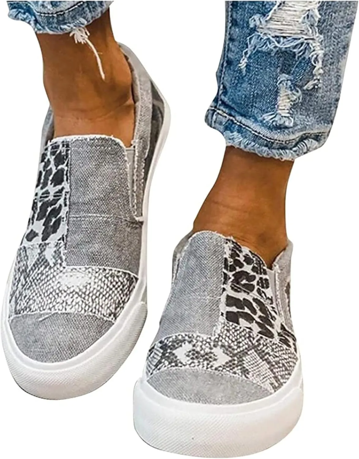 Ladmiple Shoes For Women Sneakers Trendy Slip On Loafers Canvas Shoes Fashion Dressy Casual Summer Flats Walking Sneaker