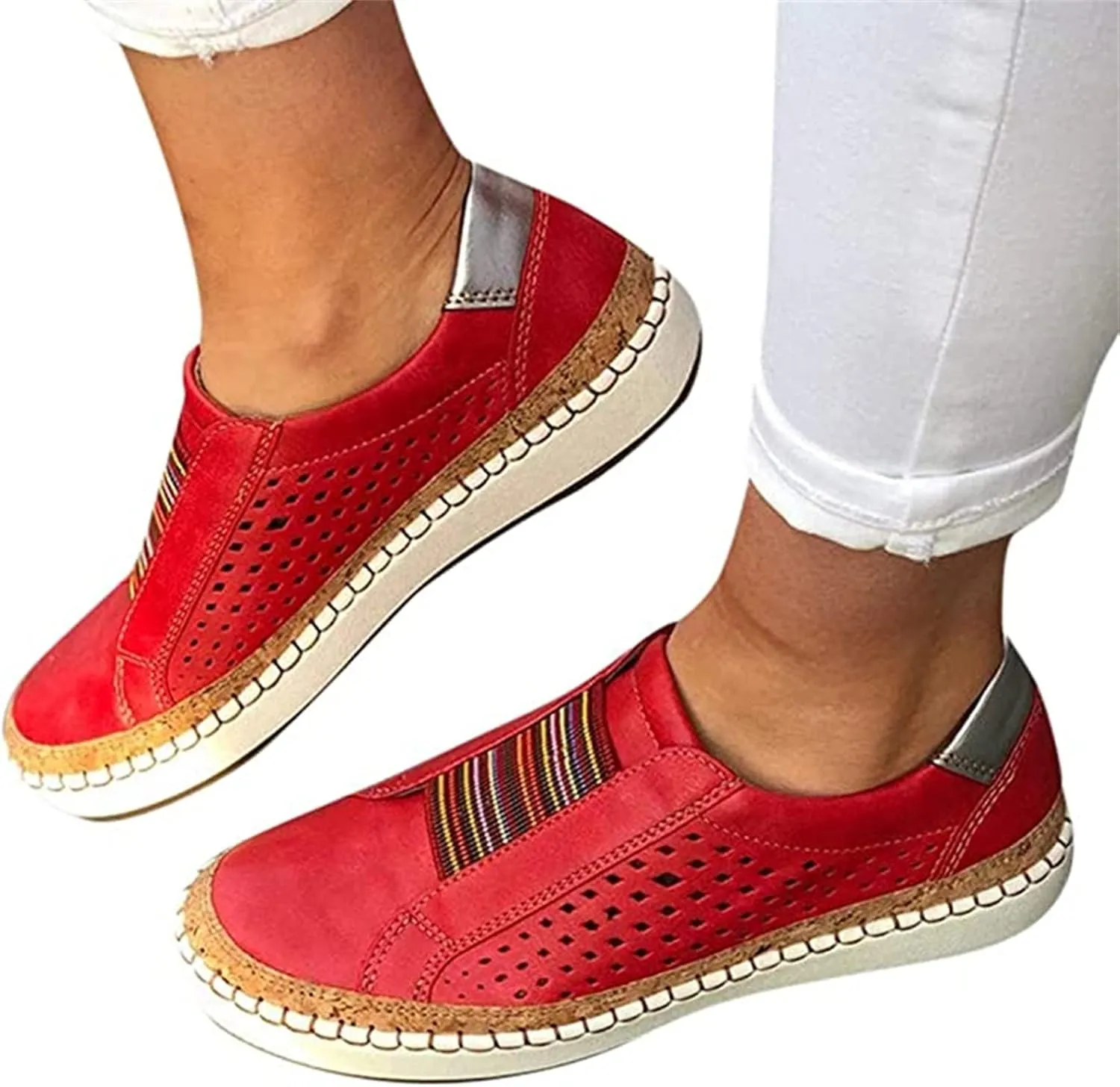Ladmiple Sneakers For Women Trendy 2024 Canvas Shoes Casual Slip On Fashion Comfortable Walking Dressy Summer Flats Loafers
