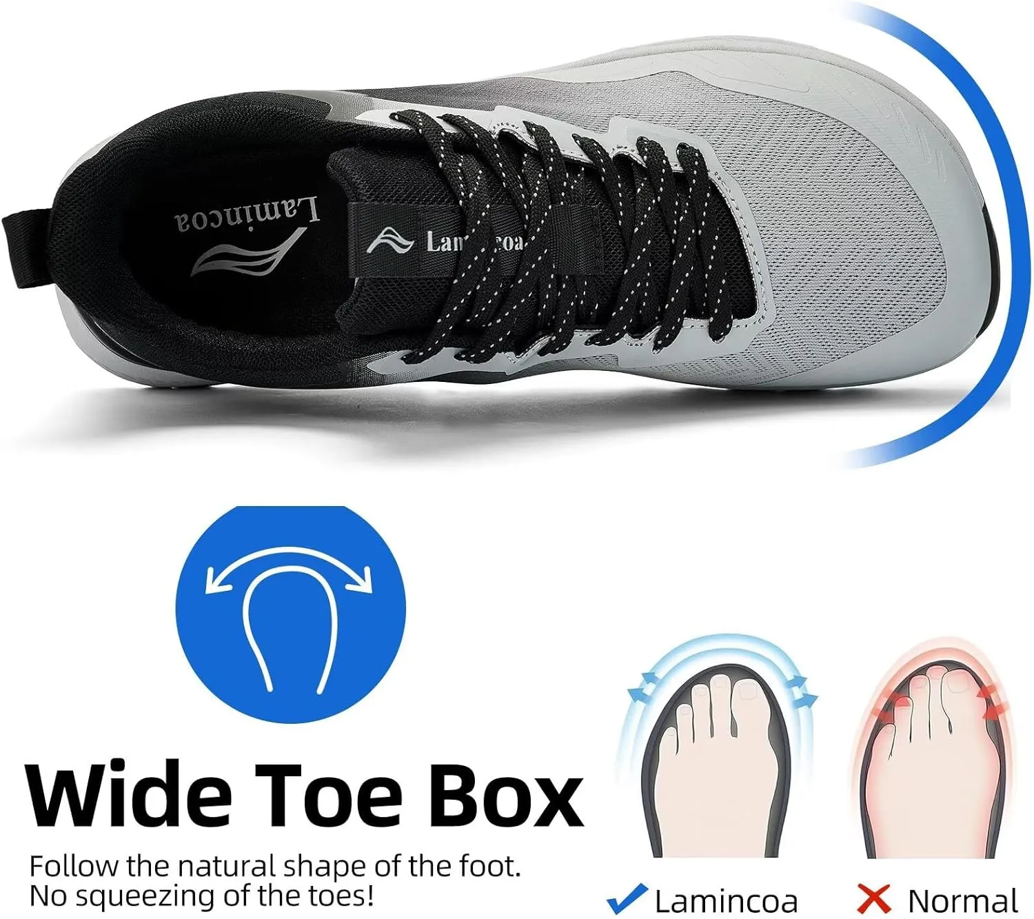 Lamincoa Wide Men's Sneakers Walking Tennis Shoes Trail Running Shoe Outdoor Hiking Sneaker