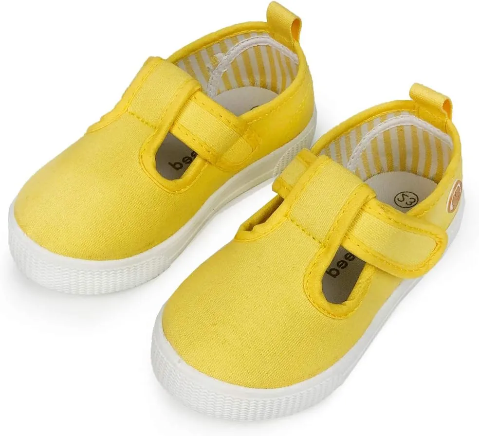 LAWBUCE Toddler Girls T-Strap Sneakers Kids Mary Jane Canvas Shoes