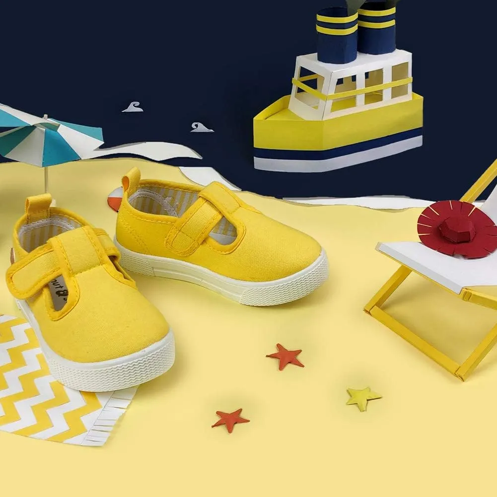 LAWBUCE Toddler Girls T-Strap Sneakers Kids Mary Jane Canvas Shoes