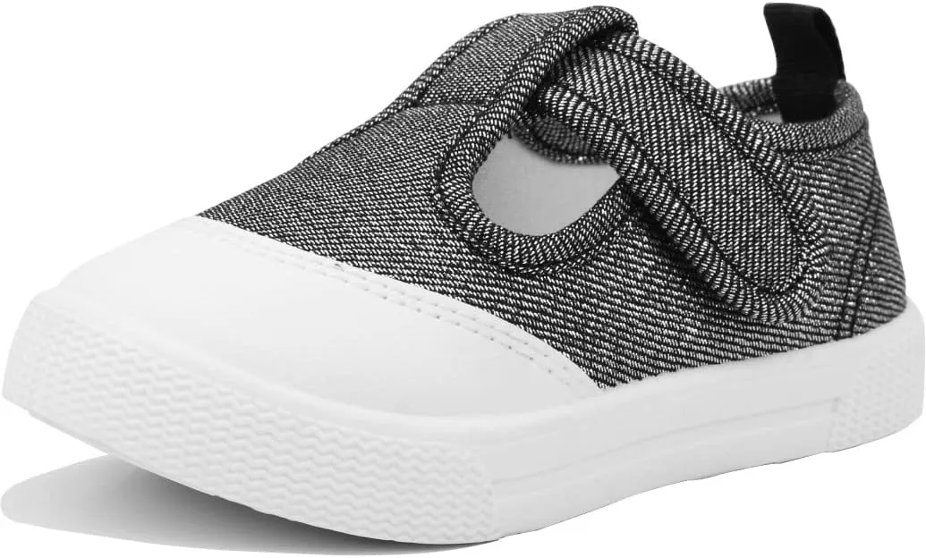 LAWBUCE Toddler Girls T-Strap Sneakers Kids Mary Jane Canvas Shoes