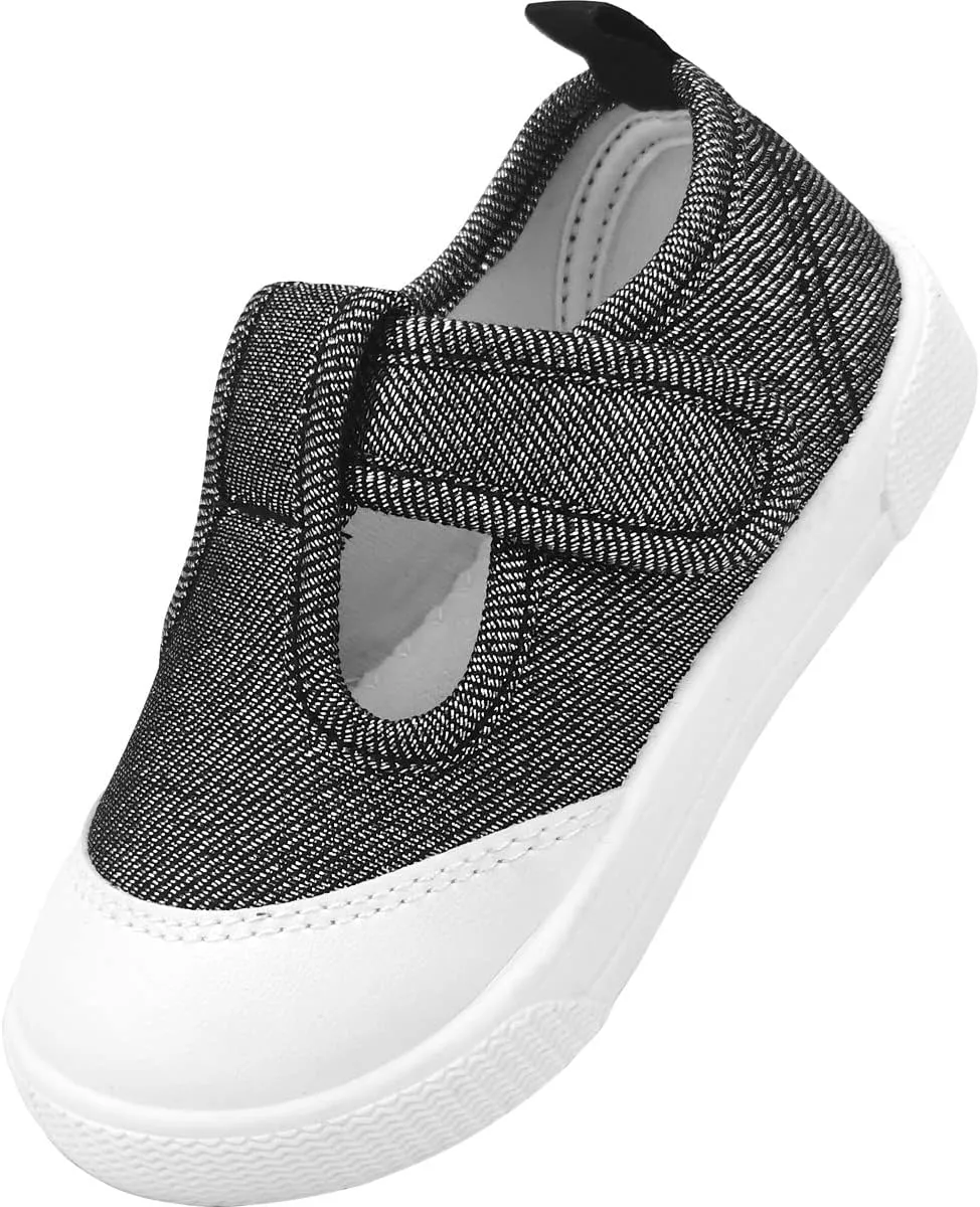 LAWBUCE Toddler Girls T-Strap Sneakers Kids Mary Jane Canvas Shoes